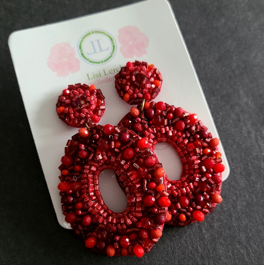 Red Statement Costume Earrings